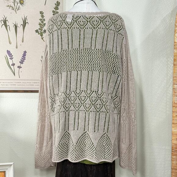 Vintage 90s Y2k Open Knit Mohair Cardigan Sweater Fairy Grunge Coquette Dolly 2X - Picture 3 of 6